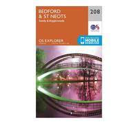 Ordnance Survey Explorer 208 Bedford, St Neots, Sandy & Biggleswade Map With Digital Version, Orange One Size