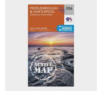 Ordnance Survey Explorer 306 Middlesbrough & Hartlepool Active Map, Orange One Size