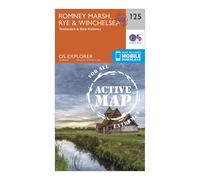 Ordnance Survey Explorer Active 125 Romneys Marsh, Rye & Winchelsea Map With Digital Version, Orange One Size