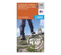 Ordnance Survey Explorer Active 141 Cheddar Gorge & Mendip Hills West Map With Digital Version One Size