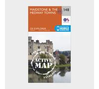 Ordnance Survey Explorer Active 148 Maidstone & The Medway Towns Map With Digital Version, Orange One Size