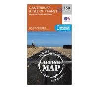 Ordnance Survey Explorer Active 150 Canterbury & The Isle Of Thanet Map With Digital Version - Orange, Orange