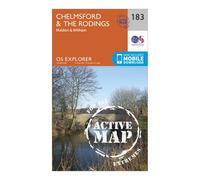 Ordnance Survey Explorer Active 183 Chelmsford & The Rodings Map With Digital Version, Orange One Size