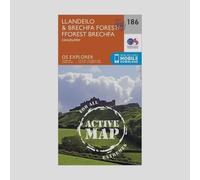 Ordnance Survey Explorer Active 186 Llandeilo & Brechfa Forest Map With Digital Version - Orange, Orange
