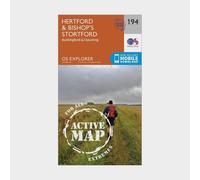 Ordnance Survey Explorer Active 194 Hertford & Bishop's Stortford Map With Digital Version - Orange, Orange