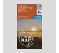 Ordnance Survey Explorer Active 199 Lampeter, Tregaron & Llan-Non Map With Digital Version - Orange, Orange