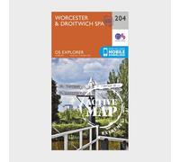 Ordnance Survey Explorer Active 204 Worcester & Droitwich Spa Map With Digital Version, Orange One Size
