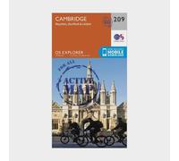Ordnance Survey Explorer Active 209 Cambridge, Royston, Duxford & Linton Map With Digital Version, Orange One Size