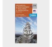 Ordnance Survey Explorer Active 216 Welshpool & Montgomery Map With Digital Version - Orange, Orange
