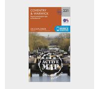 Ordnance Survey Explorer Active 221 Coventry & Warwick Map With Digital Version - Orange, Orange