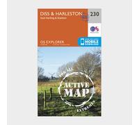 Ordnance Survey Explorer Active 230 Diss & Harleston Map With Digital Version, Orange one size