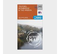 Ordnance Survey Explorer Active 242 Telford, Ironbridge & The Wrekin Map With Digital Version - Orange, Orange
