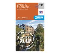 Ordnance Survey Explorer Active 249 Spalding & Holbeach Map With Digital Version, Orange One Size