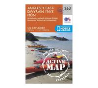Ordnance Survey Explorer Active 263 Anglesey East Map With Digital Version, Orange One Size