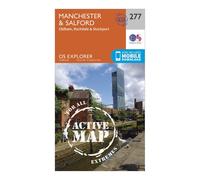 Ordnance Survey Explorer Active 277 Manchester & Salford Map With Digital Version - Orange, Orange