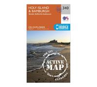 Ordnance Survey Explorer Active 340 Holy Island & Bamburgh Map With Digital Version - Orange, Orange