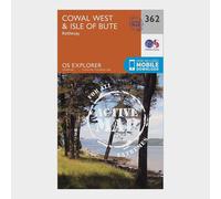 Ordnance Survey Explorer Active 362 Cowal West & Isle of Bute Map With Digital Version, Orange One Size