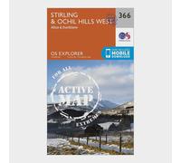 Ordnance Survey Explorer Active 366 Stirling & Ochil Hills West Map With Digital Version, Orange One Size