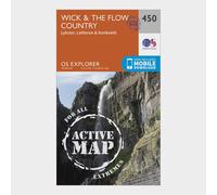 Ordnance Survey Explorer Active 450 Wick & The Flow Country Map With Digital Version, Orange One Size