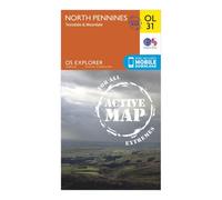 Ordnance Survey Explorer Active OL31 North Pennines - Teesdale & Weardale Map With Digital Version, Orange One Size