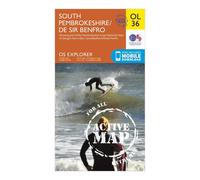 Ordnance Survey Explorer Active OL36 South Pembrokeshire Map With Digital Version, Orange One Size