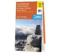 Explorer OL 53 Lochnagar, Glen Muick & Glen Clova Map, Orange One Size