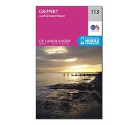 Ordnance Survey Landranger 113 Grimsby Map - Pink, Pink
