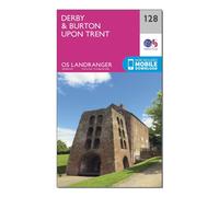 Ordnance Survey Landranger 128 Derby & Burton upon Trent Map With Digital Version, Pink One Size