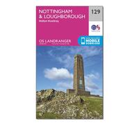 Ordnance Survey Landranger 129 Nottingham & Loughborough, Melton Mowbray Map With Digital Version - Pink, Pink