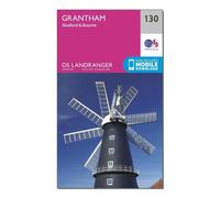 Ordnance Survey Landranger 130 Grantham, Sleaford & Bourne Map With Digital Version, Pink One Size