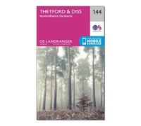 Ordnance Survey Landranger 144 Thetford & Diss, Breckland & Wymondham Map With Digital Version, Pink One Size