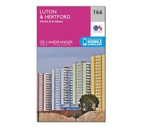 Ordnance Survey Landranger 166 Luton, Hertford, Hitchin & St Albans Map With Digital Version One Size