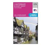 Ordnance Survey Landranger 179 Canterbury & East Kent, Dover & Margate Map With Digital Version, Pink One Size