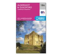 Ordnance Survey Landranger 186 Aldershot & Guildford, Camberley & Haslemere Map With Digital Version, Pink One Size