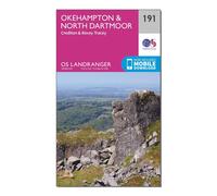 Ordnance Survey Landranger 191 Okehampton & North Dartmoor Map, Pink One Size