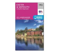 Ordnance Survey Landranger 192 Exeter & Sidmouth, Exmouth & Teignmouth Map With Digital Version, Pink One Size