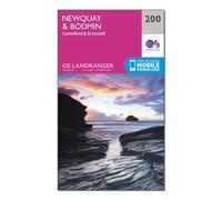 Ordnance Survey Landranger 200 Newquay & Bodmin, Camelford & St Austell Map With Digital Version, Pink One Size