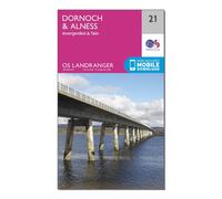 Ordnance Survey Landranger 21 Dornoch & Alness, Invergordon & Tain Map With Digital Version - Pink, Pink