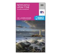 Ordnance Survey Landranger 88 Newcastle Upon Tyne, Durham & Sunderland Map With Digital Version - Pink, Pink