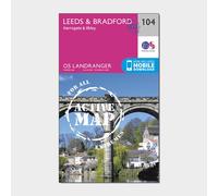 Ordnance Survey Landranger Active 104 Leeds & Bradford, Harrogate & Ilkley Map With Digital Version One Size