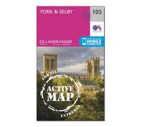 Ordnance Survey Landranger Active 105 York & Selby Map With Digital Version - Pink, Pink