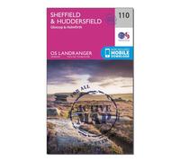 Ordnance Survey Landranger Active 110 Sheffield & Huddersfield, Glossop & Holmfirth Map With Digital Version, Pink One Size