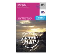 Ordnance Survey Landranger Active 113 Grimsby, Louth & Market Rasen Map With Digital Version, Pink One Size