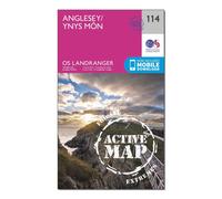 Ordnance Survey Landranger Active 114 Anglesey Map With Digital Version - Pink, Pink