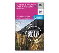 Ordnance Survey Landranger Active 117 Chester & Wrexham, Ellesmere Port Map With Digital Version - Pink, Pink