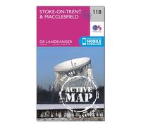 Ordnance Survey Landranger Active 118 Stoke-On-Trent & Macclesfield Map With Digital Version - Pink, Pink
