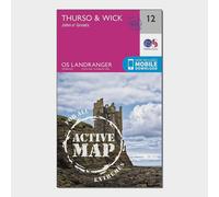 Ordnance Survey Landranger Active 12 Thurso & Wick, John O'Groats Map With Digital Version, Pink One Size