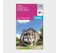Ordnance Survey Landranger Active 128 Derby & Burton upon Trent Map With Digital Version, Pink One Size