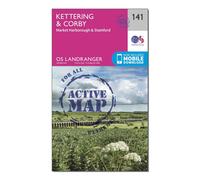 Ordnance Survey Landranger Active 141 Kettering & Corby Map With Digital Version - Pink, Pink
