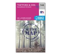 Ordnance Survey Landranger Active 144 Thetford & Diss, Breckland & Wymondham Map With Digital Version, Pink One Size